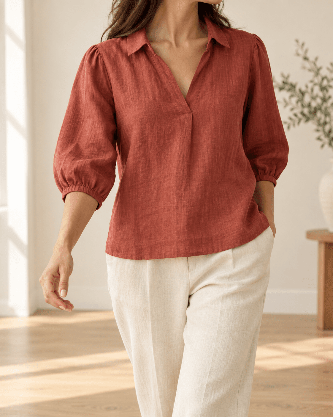 The Clay Linen Blouse — view 1